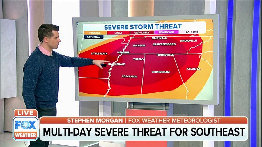 Final round of severe weather expected to develop across Southeast