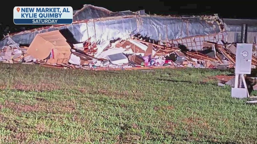 Tornado damage in New Market, Alabama
