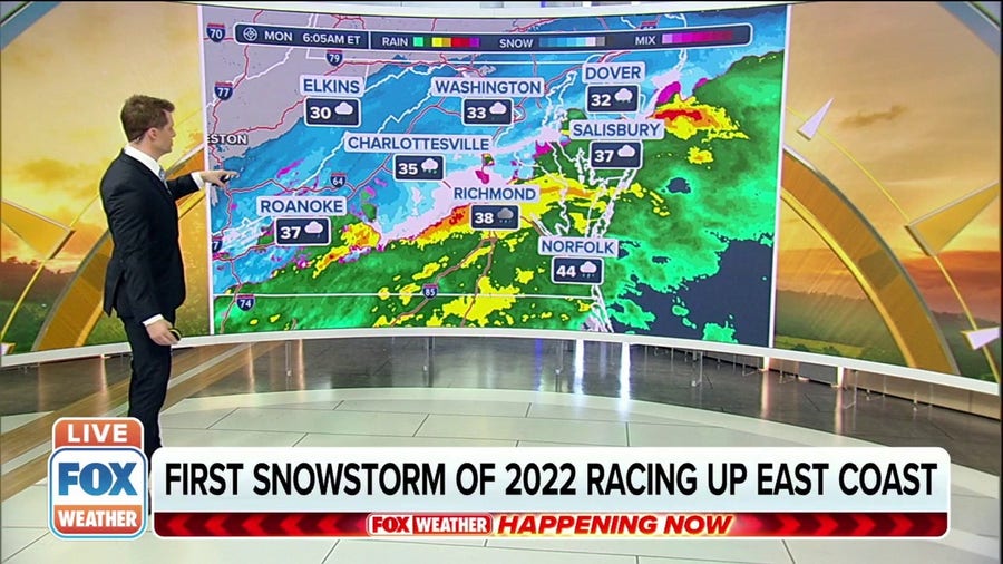 First snowstorm of 2022 racing up East Coast 
