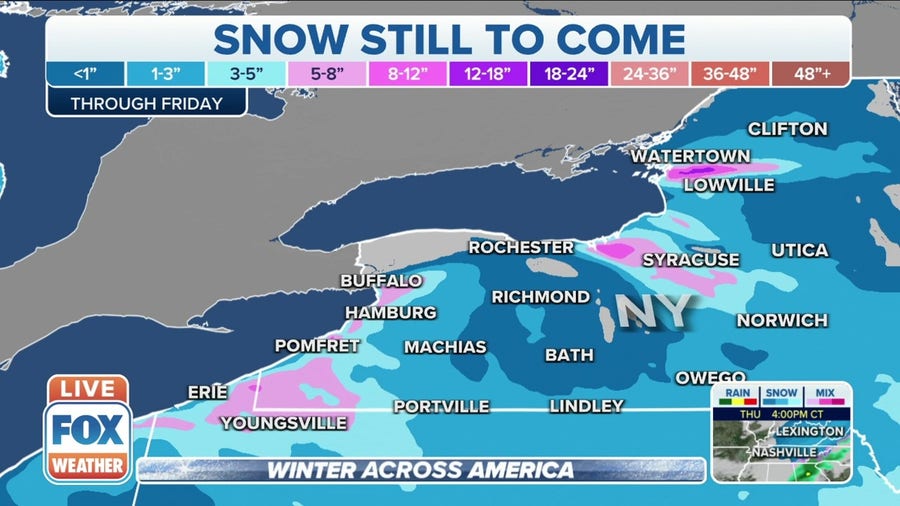 More than 9 inches of snow has fallen in Buffalo Thursday morning