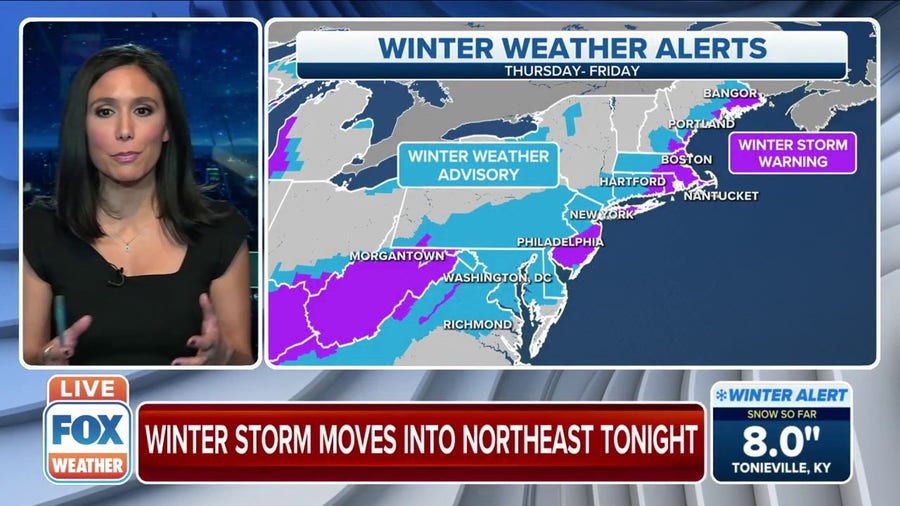 Winter storm to reach Northeast Thursday night