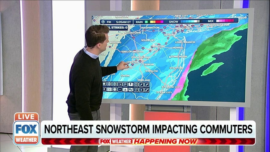 Snow creating a travel nightmare along the I-95 corridor in Northeast