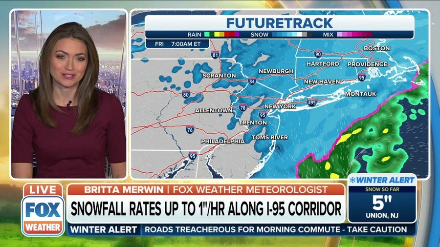 Snowfall rates reaching 1 to 2 inches per hour along I-95 corridor