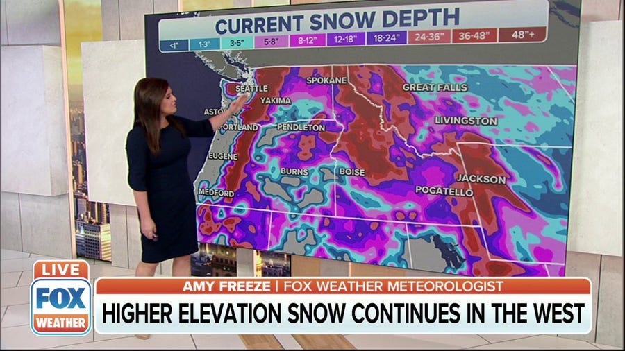 Higher elevation snow continues in the West