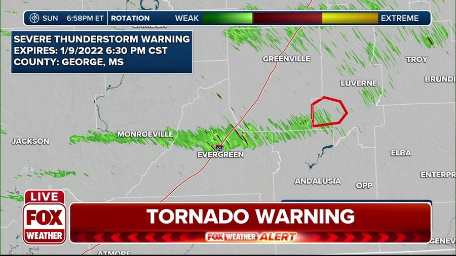 Tornado tracking in Alabama