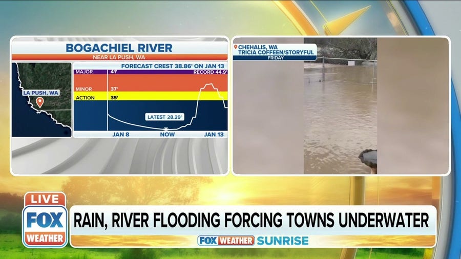 Rain and river flooding is forcing towns underwater in Washington State