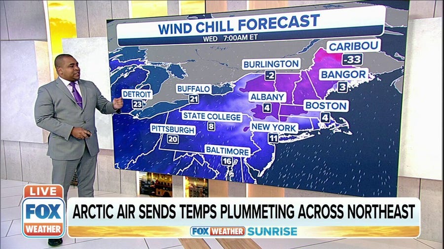 Arctic air sends temperatures plummeting across the Northeast