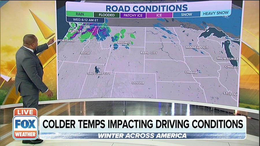 Colder temperatures impacting driving conditions in Northwest, Midwest