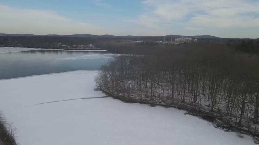 Watch: Drone shows NYC, Northeast's cold winter 