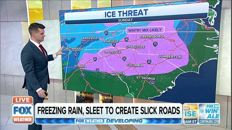Southeast to face ice threat as winter storm moves through