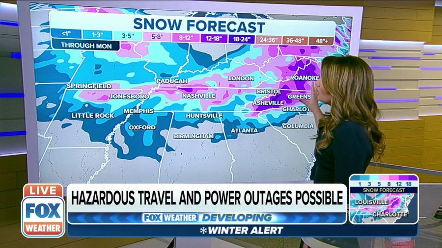 Hazardous travel, power outages possible from winter storm across Southeast