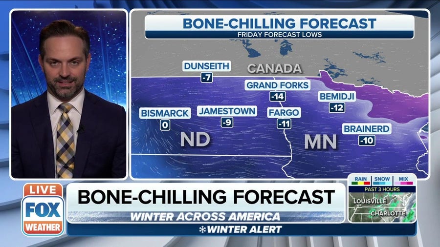 North Dakota, Minnesota will see temperatures below zero Friday morning