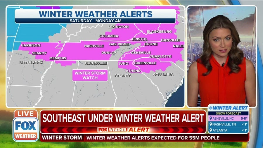 Parts of Southeast under Winter Storm Watch as winter storm approaches