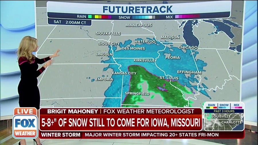 Winter storm warning extends from South Dakota to Missouri