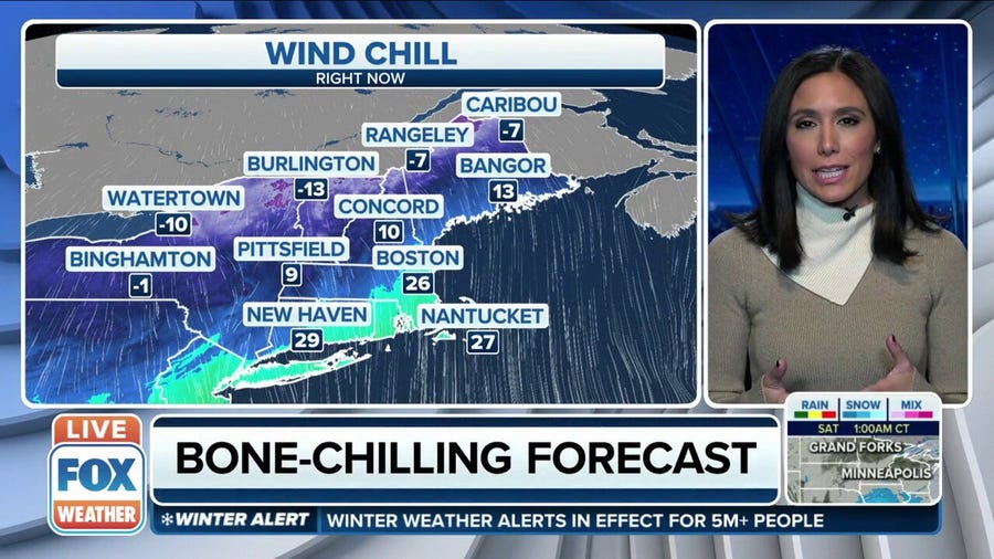 Wind chills below zero up in Vermont, Maine Friday evening
