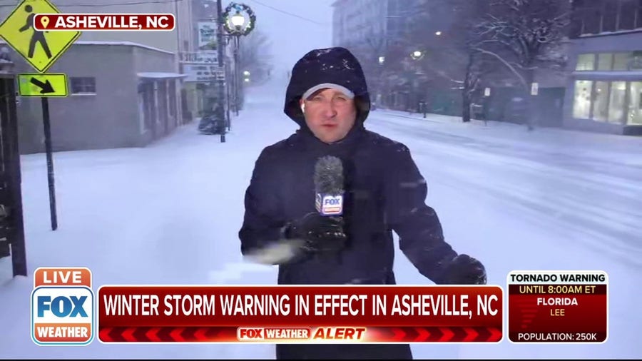 Several inches of snow reported in Asheville, North Carolina