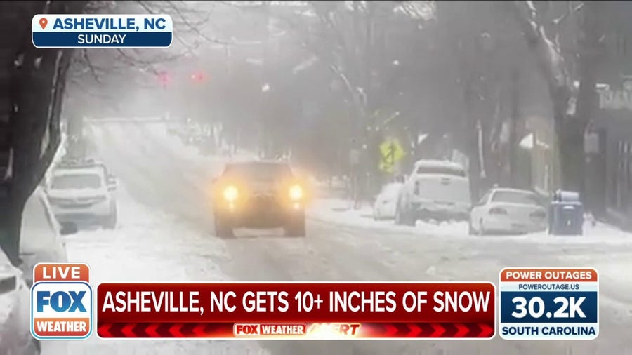 Asheville, NC gets 10+ inches of snow