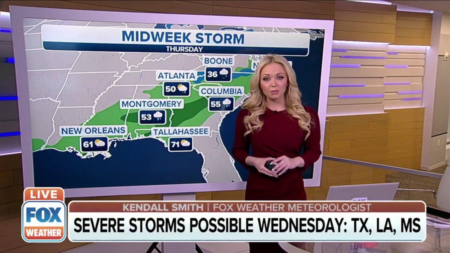 Severe storm threat for Texas, Louisiana, and Mississippi come midweek