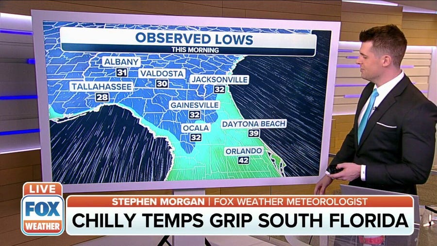 Temperatures dip near freezing in some parts of Florida