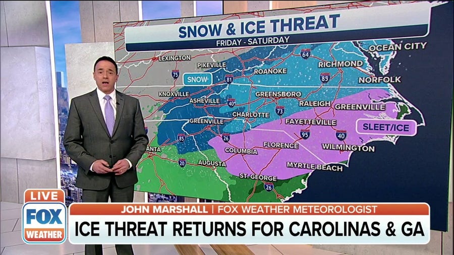 Carolinas, Georgia under ice threat for second time in a week