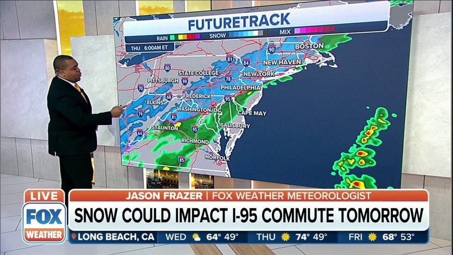 Snow could impact I-95 commute in the Northeast Thursday morning