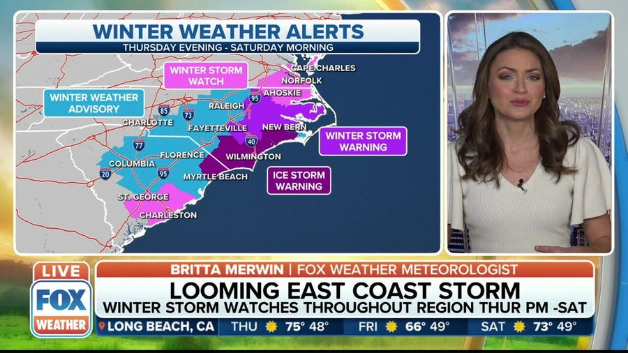 East Coast winter storm will bring snow, ice to Southeast, mid-Atlantic