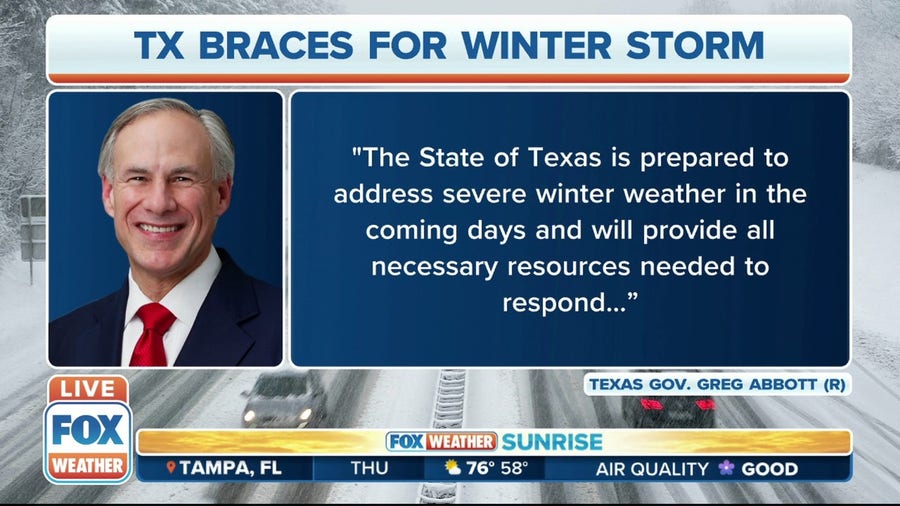 Texas governor says state is prepared to address severe winter weather