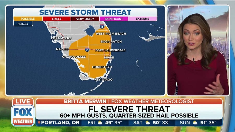 Damaging winds, hail possible across South Florida on Friday