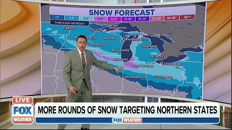 More rounds of snow targeting northern states
