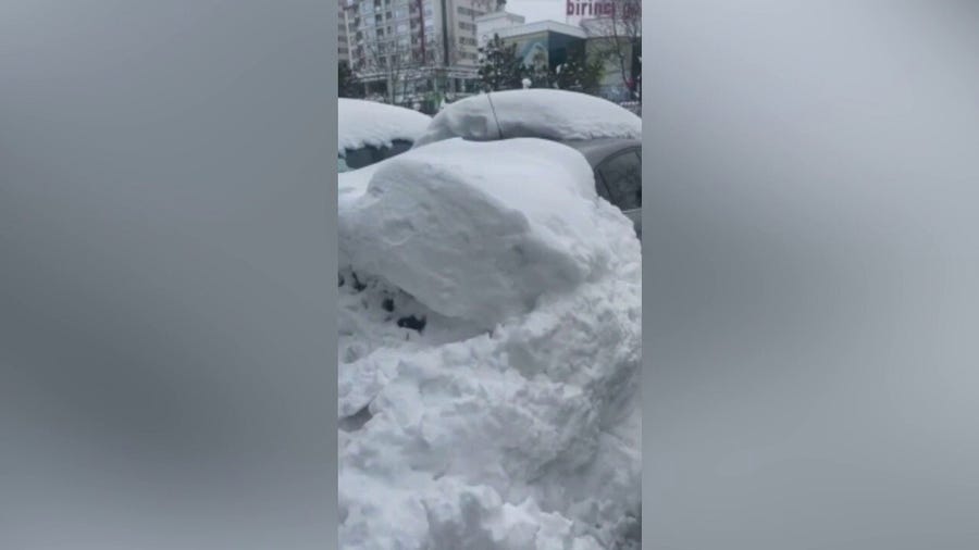 Watch: Cars remain buried under snow in Istanbul from storm