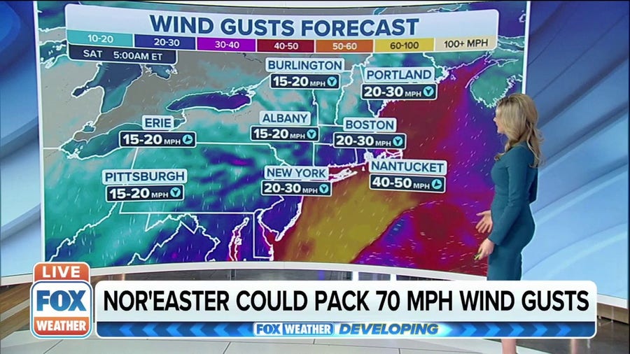 Nor'easter could bring 70 mph winds along with coastal flooding