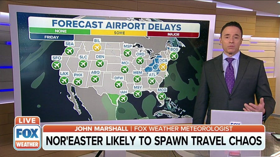 Airport delays likely due to nor'easter