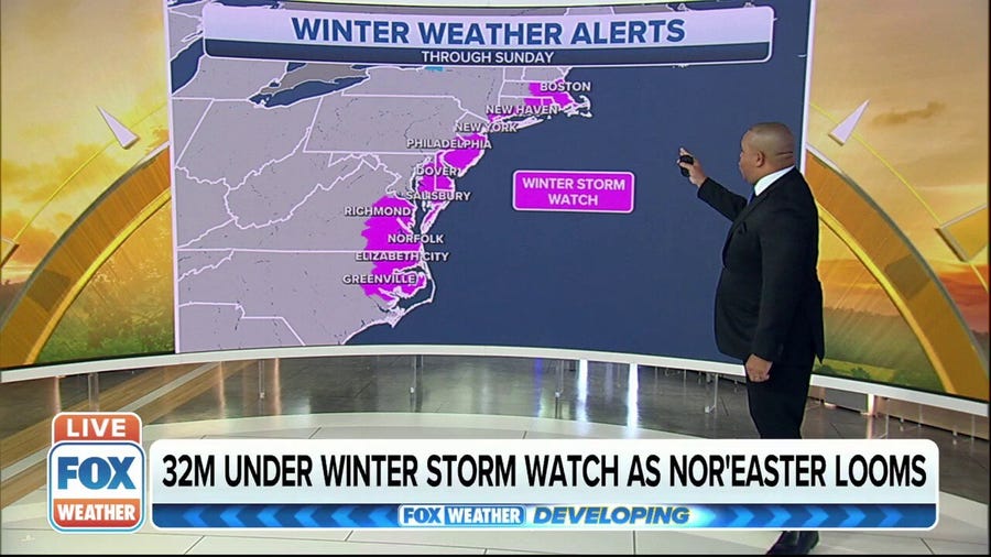 32 million under Winter Storm Watch as powerful nor'easter looms