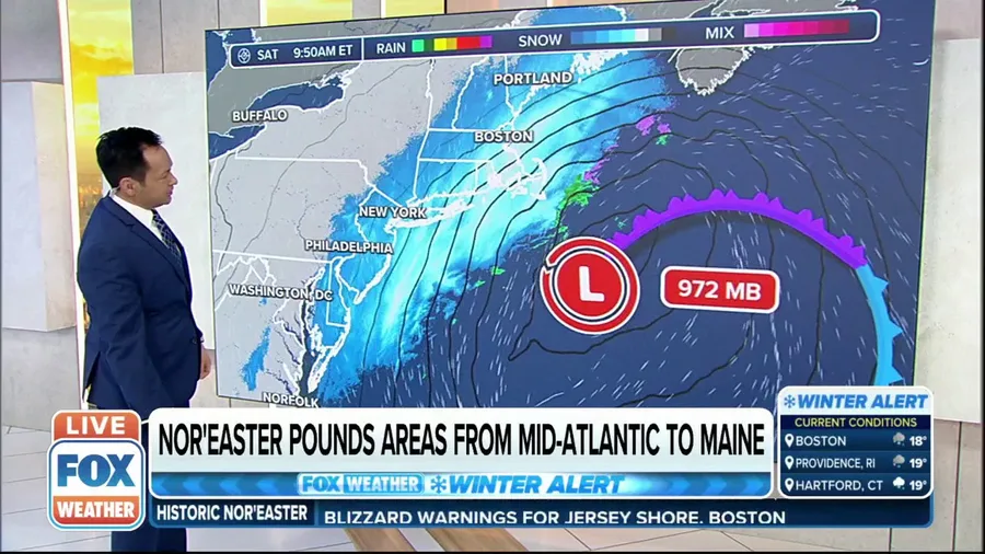 Nor'easter pounding areas from the mid-Atlantic to Maine