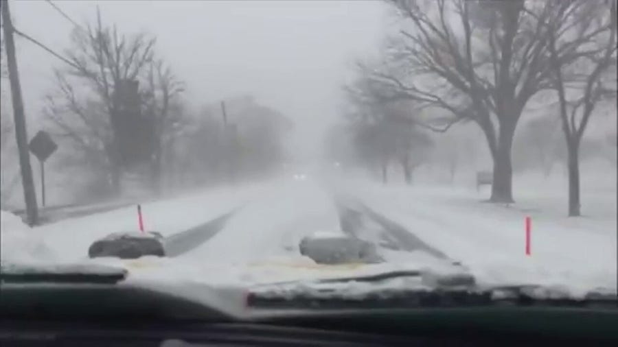 'Very dangerous' conditions seen from snowplow's perspective in Massachusetts