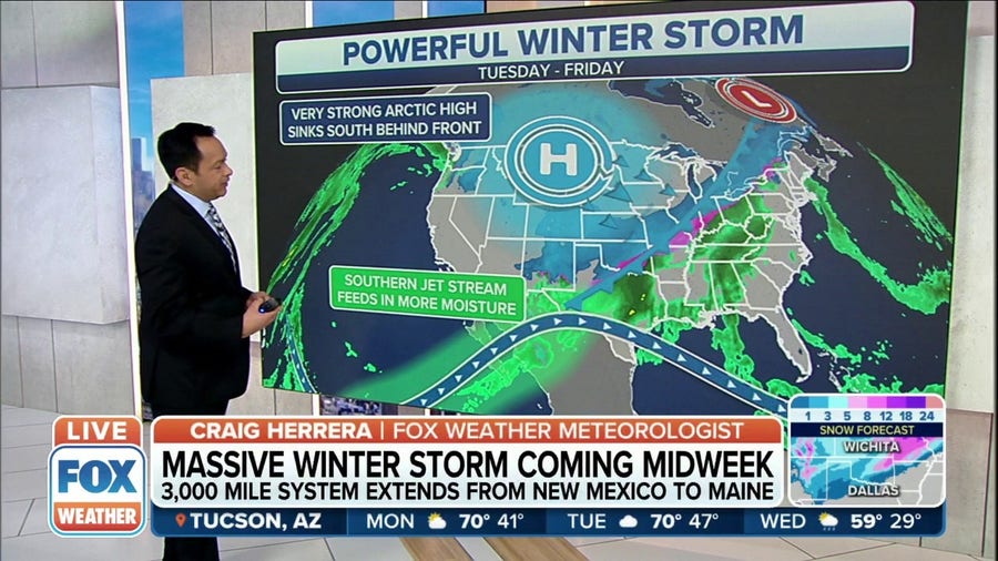 Massive winter storm extends from New Mexico to Maine