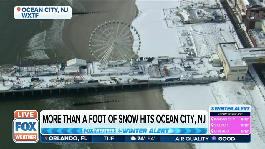Nor'easter brings more than foot of snow to Ocean City, New Jersey