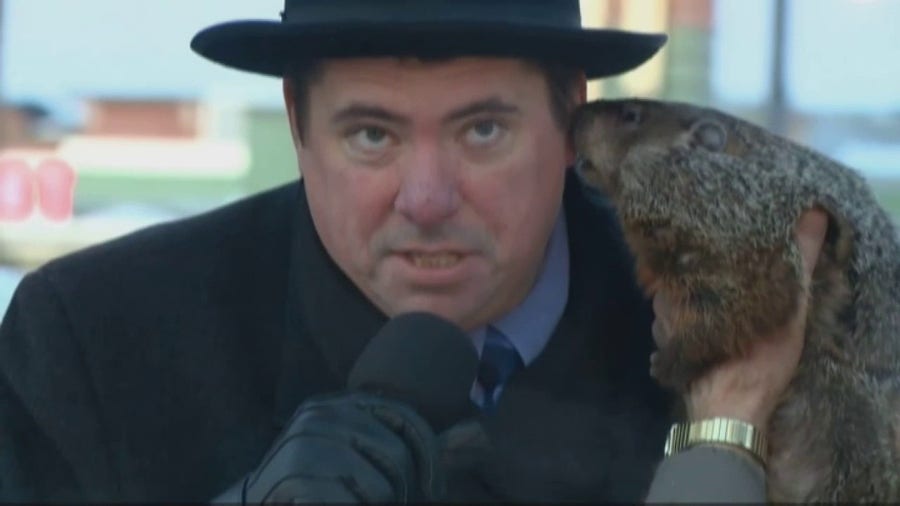 Jimmy the Groundhog bites mayor's ear