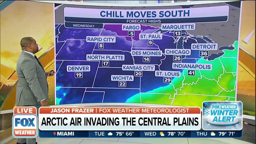 Arctic air to invade the central Plains this week following winter storm