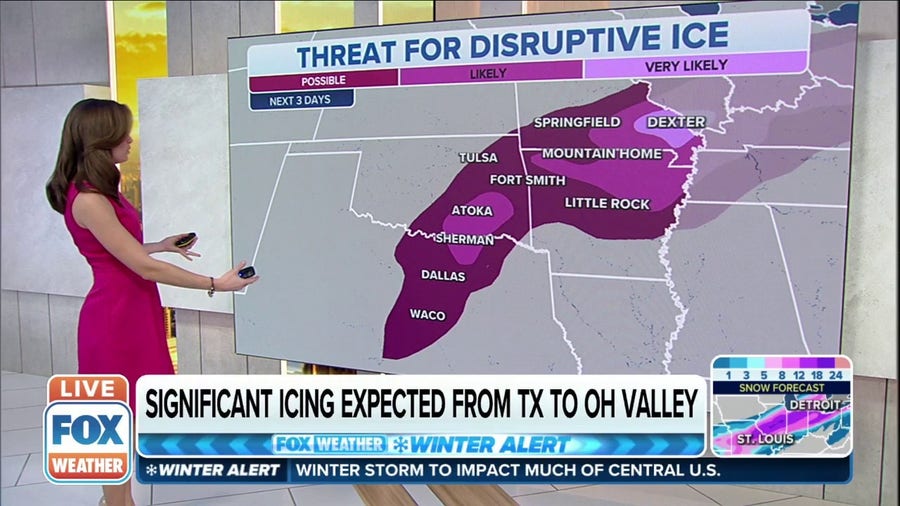 Winter Storm to produce significant icing from Texas to Ohio Valley