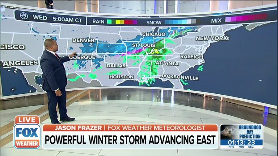 Powerful winter storm moving east as more than 100 million people in path