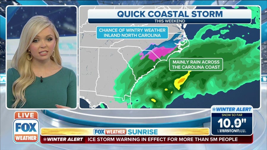 Snow, ice possible for Carolina coast from weekend storm