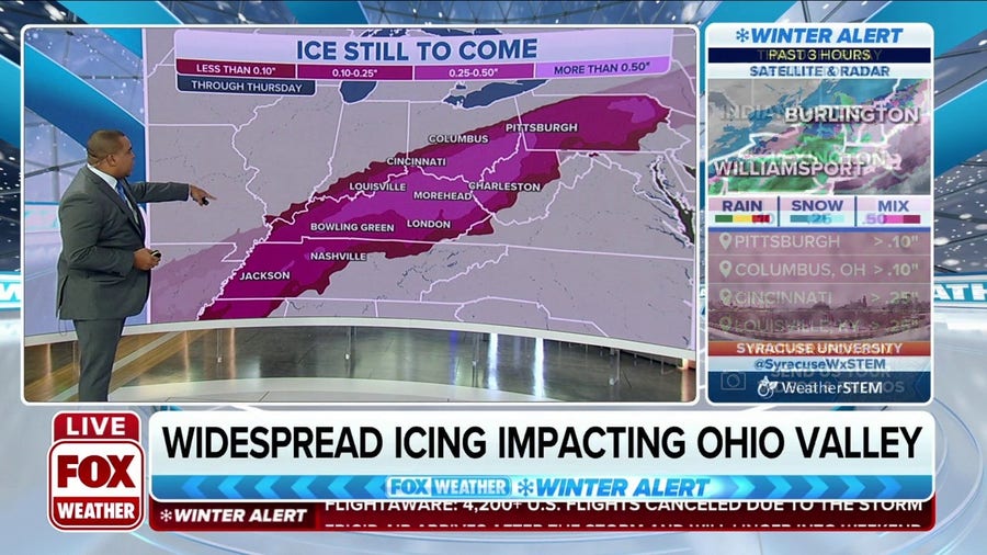Winter storm producing widespread icing through the Ohio Valley
