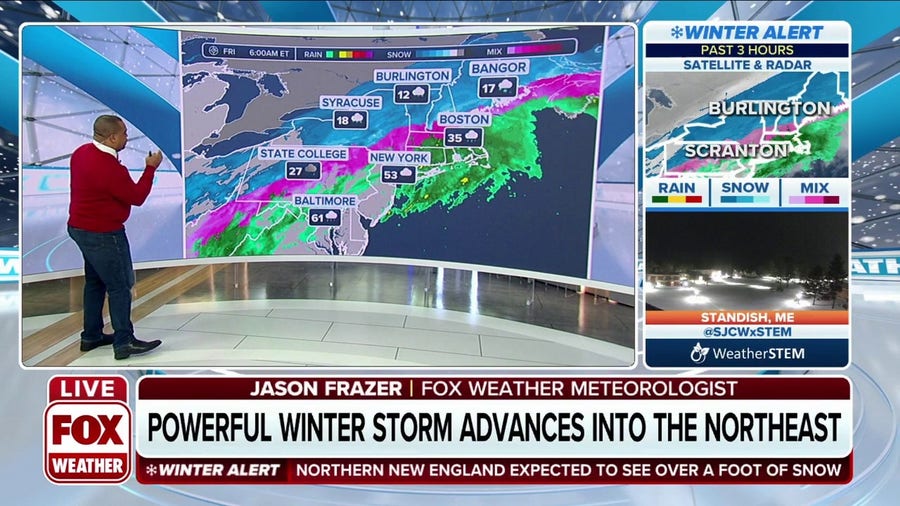 Powerful winter storm advancing into the Northeast