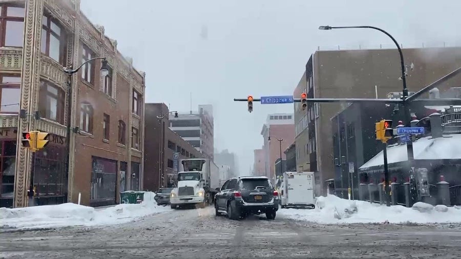Roads remain slick as snow continues to fall in Buffalo, New York