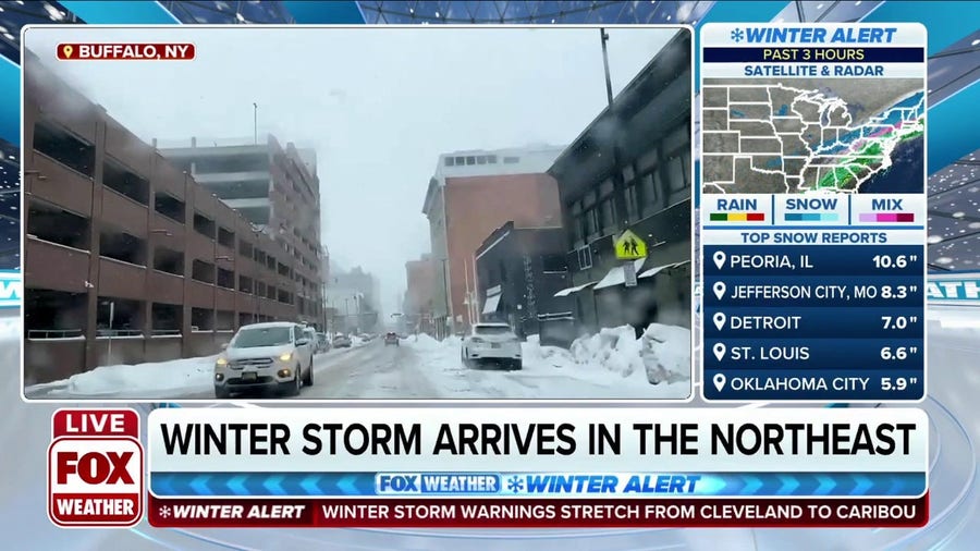 Snow tapering off in Buffalo, NY, as winter storm begins to move out