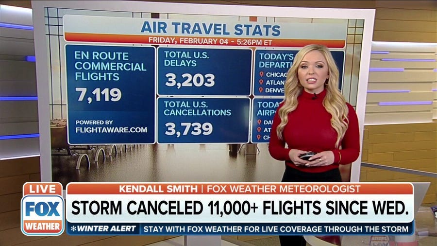 Winter storm has canceled more than 11,000 flights since Wednesday
