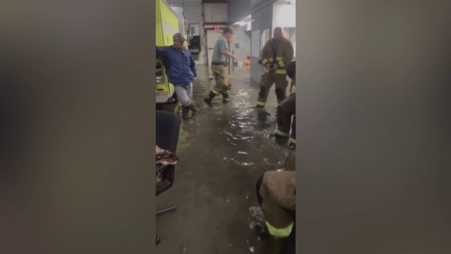 Watch: Alabama fire station flooded due to heavy rain, storms