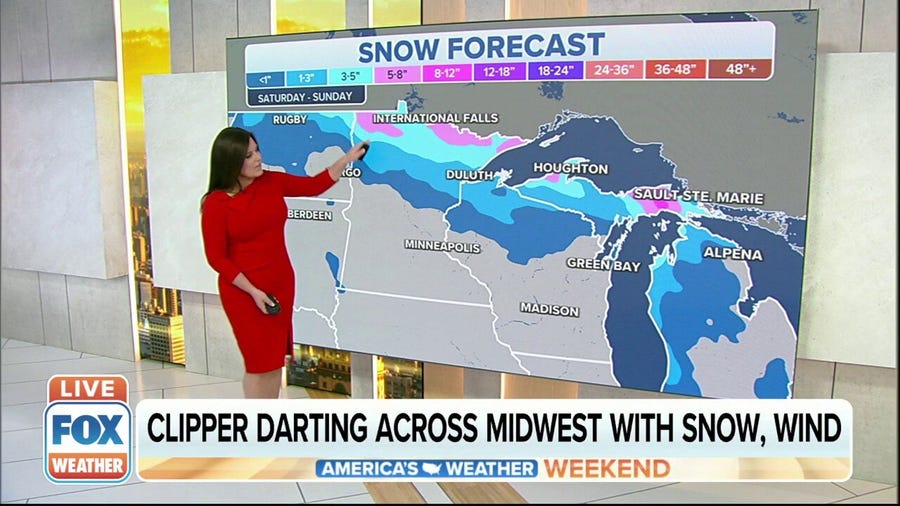 Clipper darting across Midwest with snow, wind