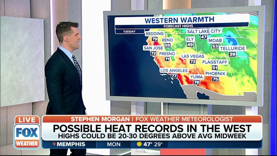 Record heat headed for the West Coast later this week